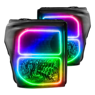 Oracle Lighting® - Black Crystal Headlights with ColorSHIFT 2.0 SMD LED Halos Preinstalled