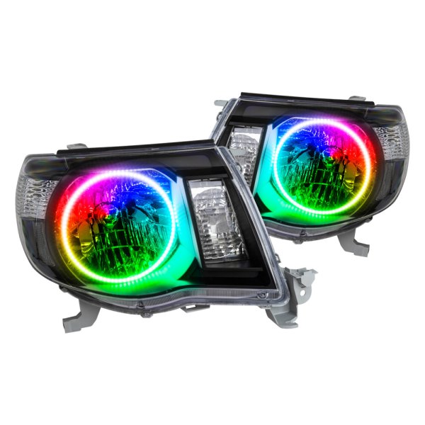 Oracle Lighting® - Black Crystal Headlights with ColorSHIFT 2.0 SMD LED Halos Preinstalled, Toyota Tacoma