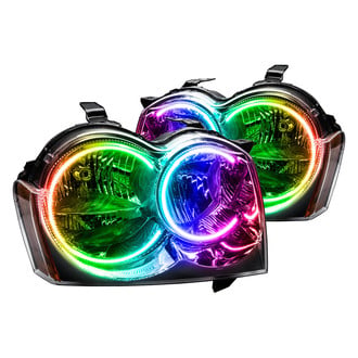 Oracle Lighting® - Chrome Crystal Headlights with ColorSHIFT RF SMD LED Halos Preinstalled