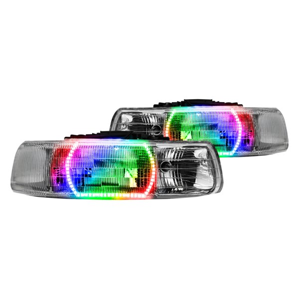 Oracle Lighting® - Chrome Crystal Headlights with ColorSHIFT SMD LED Halos Preinstalled, Chevy Tahoe