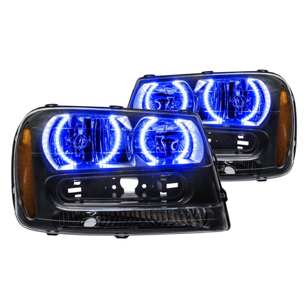 Oracle Lighting® - Black Crystal Headlights with Blue SMD LED Halos Preinstalled, Chevy Trailblazer