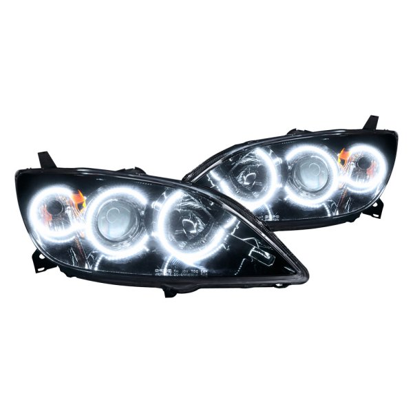 Oracle Lighting® - Black Projector Headlights with White SMD LED Halos Preinstalled, Mazda 3