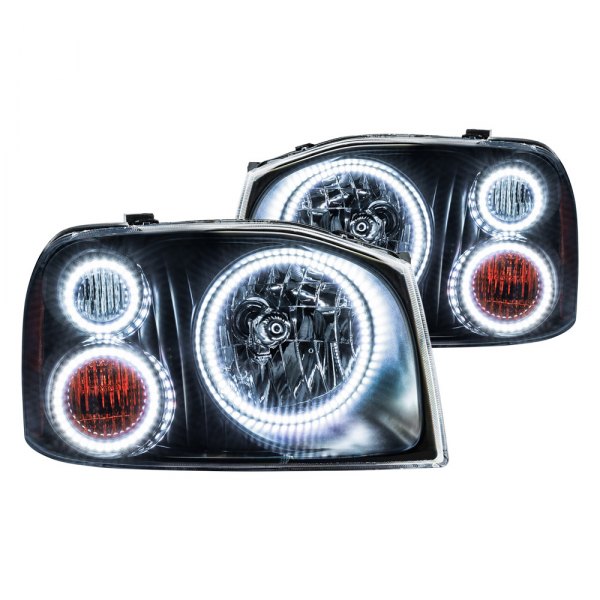Oracle Lighting® - Black Crystal Headlights with White SMD LED Halos Preinstalled, Nissan Frontier