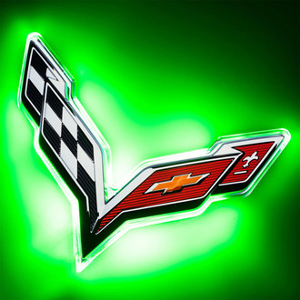 Oracle Lighting® - "Corvette" Green LED Illuminated Rear Emblem
