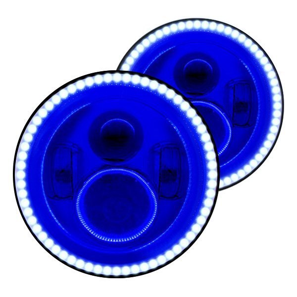Oracle Lighting® - 7" Round Chrome Projector LED Headlights with Blue SMD Halos Preinstalled