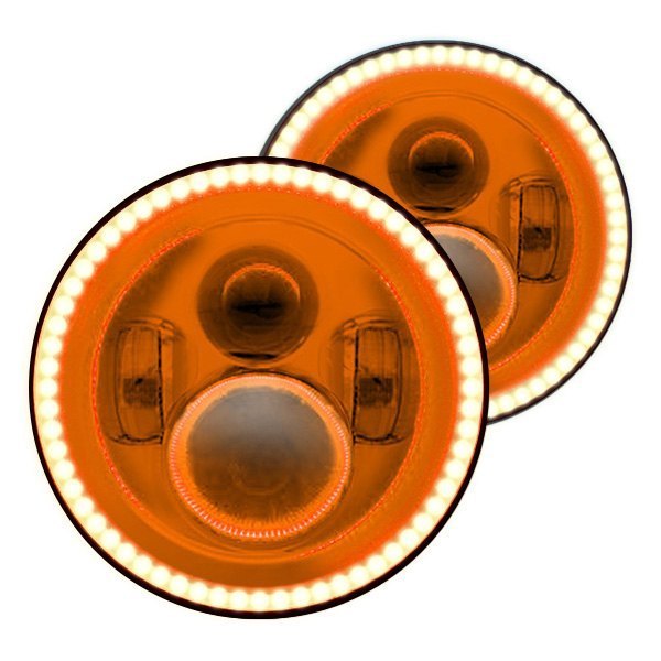 Oracle Lighting® - 7" Round Chrome Projector LED Headlights with Amber SMD Halos Preinstalled
