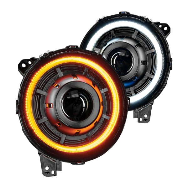 Oracle Lighting® - 9" Round Black Oculus™ Projector Bi-LED Headlights with Switchback Halo