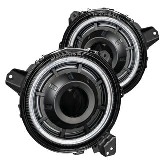 Oracle Lighting® - 7" Round Black Oculus™ Halo Projector Bi-LED Headlights with ColorSHIFT Bluetooth SMD LED Halos Preinstalled