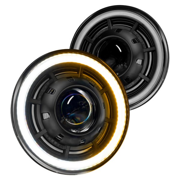 Oracle Lighting® - 7" Round Black Oculus™ Projector Bi-LED Headlights with Switchback Halo