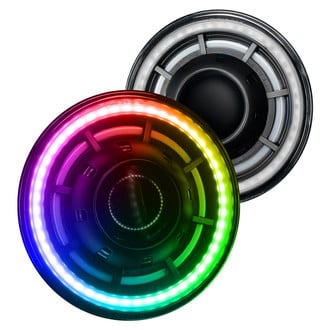 Oracle Lighting® - 7" Round Black Oculus™ Projector Bi-LED Headlights with ColorSHIFT Halo