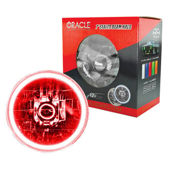 Oracle Lighting® - 7" Round Chrome Crystal Headlight with Red SMD Halo Preinstalled