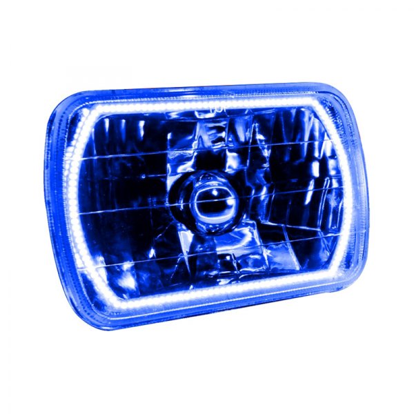 Oracle Lighting® - 7x6" Rectangular Chrome Crystal Headlight with Blue SMD Halo Preinstalled
