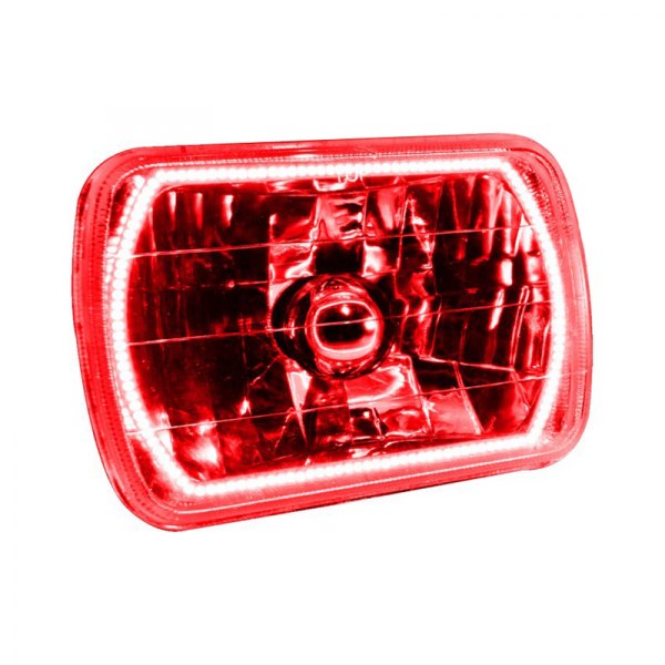 Oracle Lighting® - 7x6" Rectangular Chrome Crystal Headlight with Red SMD Halo Preinstalled