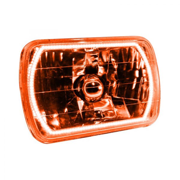 Oracle Lighting® - 7x6" Rectangular Chrome Crystal Headlight with Amber SMD Halo Preinstalled