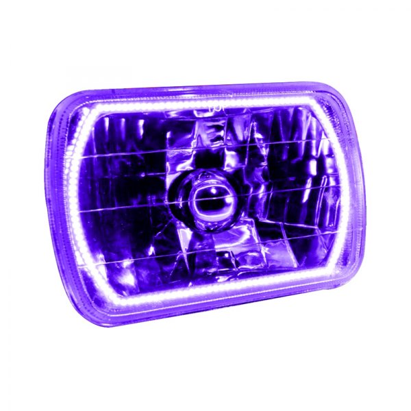 Oracle Lighting® - 7x6" Rectangular Chrome Crystal Headlight with Purple SMD Halo Preinstalled