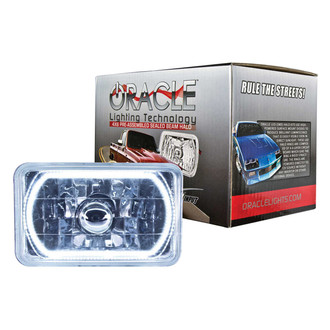 Oracle Lighting® - 4x6" Rectangular Chrome Crystal Headlight with White SMD Halo Preinstalled