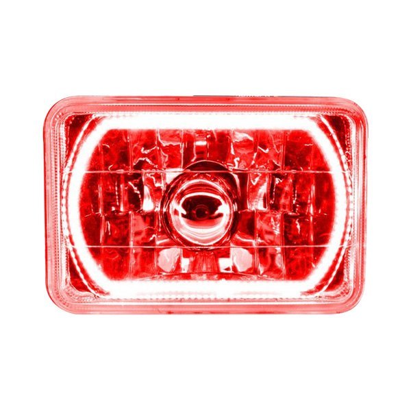 Oracle Lighting® - 4x6" Rectangular Chrome Crystal Headlight with Red SMD Halo Preinstalled