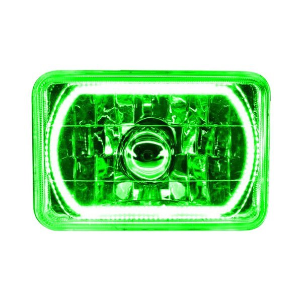 Oracle Lighting® - 4x6" Rectangular Chrome Crystal Headlight with Green SMD Halo Preinstalled