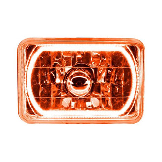 Oracle Lighting® - 4x6" Rectangular Chrome Crystal Headlight with Amber SMD Halo Preinstalled