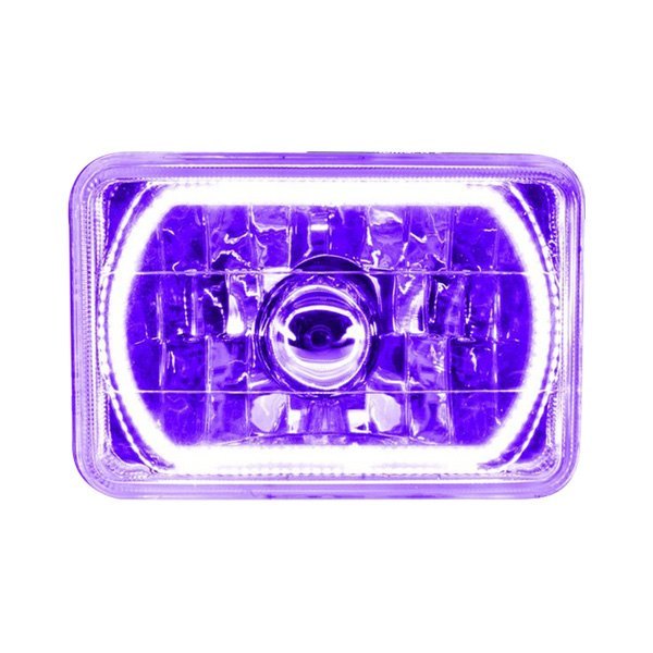 Oracle Lighting® - 4x6" Rectangular Chrome Crystal Headlight with Purple SMD Halo Preinstalled