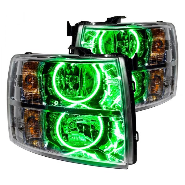 Oracle Lighting® - Chrome Crystal Headlights with Green SMD LED Halos Preinstalled