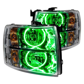Oracle Lighting® - Chrome Crystal Headlights with Green SMD LED Halos Preinstalled