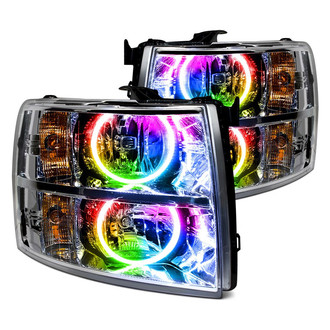 Oracle Lighting® - Chrome Crystal Headlights with ColorSHIFT 2.0 SMD LED Halos Preinstalled