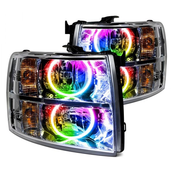 Oracle Lighting® - Chrome Crystal Headlights with ColorSHIFT-Bluetooth SMD LED Halos Preinstalled