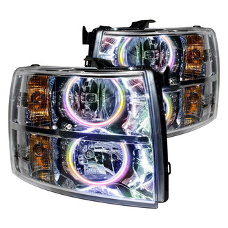 Oracle Lighting® - Chrome Crystal Headlights with ColorSHIFT-Simple SMD LED Halos Preinstalled