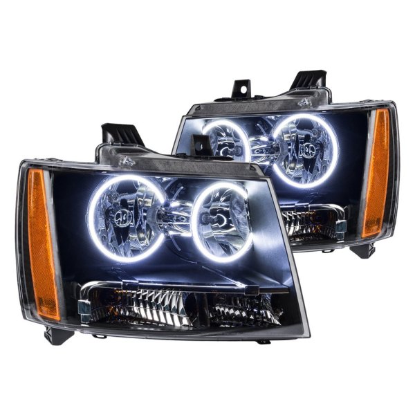 Oracle Lighting® - Black Crystal Headlights with White SMD LED Halos Preinstalled, Chevy Suburban
