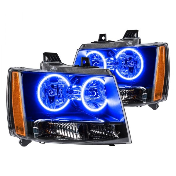 Oracle Lighting® - Black Crystal Headlights with Blue SMD LED Halos Preinstalled, Chevy Suburban