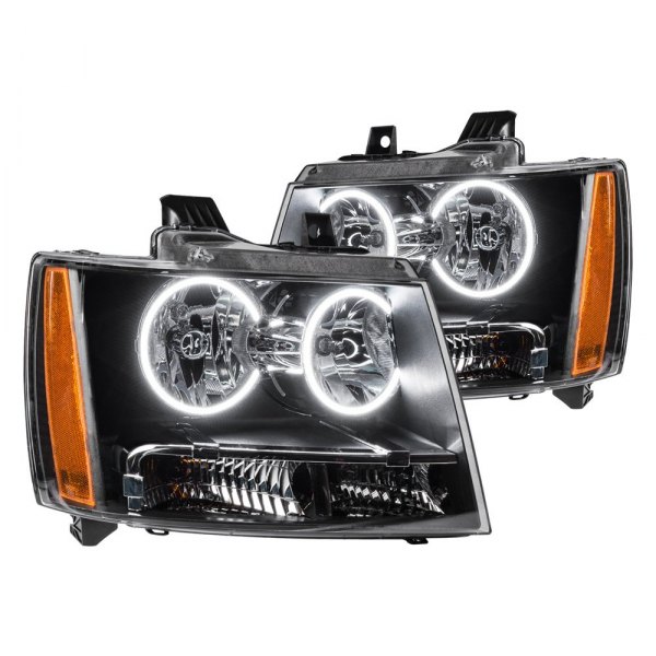 Oracle Lighting® - Black Crystal Headlights with White SMD LED Halos Preinstalled, Chevy Tahoe