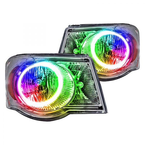 Oracle Lighting® - Chrome Crystal Headlights with Dynamic ColorSHIFT SMD LED Halos Preinstalled, Chrysler Aspen