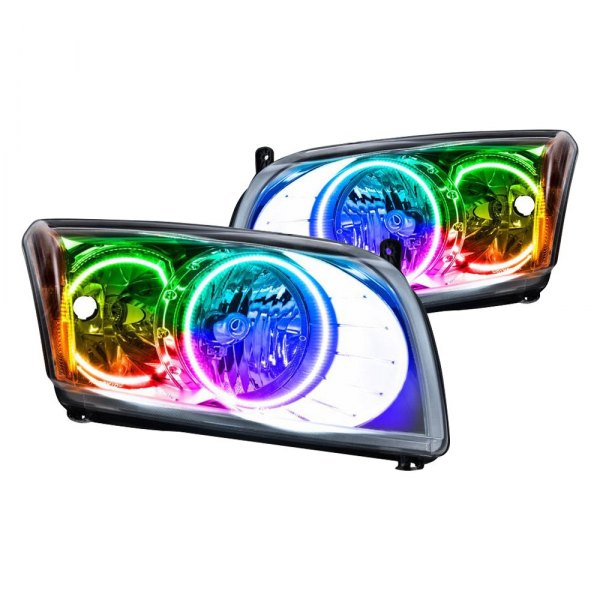 Oracle Lighting® - Chrome Crystal Headlights with ColorSHIFT Bluetooth SMD LED Halos Preinstalled, Dodge Caliber