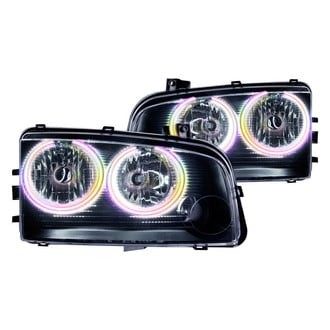 Oracle Lighting® - Black Crystal Headlights with ColorSHIFT-Simple SMD LED Halos Preinstalled