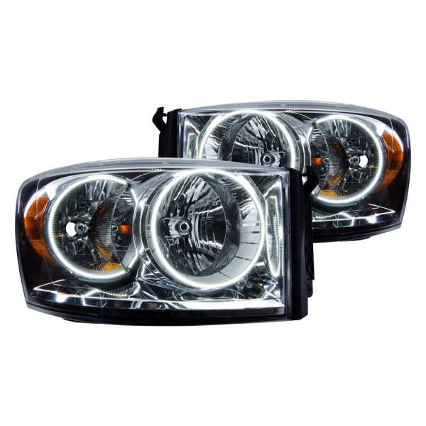 Oracle Lighting® - Chrome Crystal Headlights with White SMD LED Halos Preinstalled, Dodge Ram