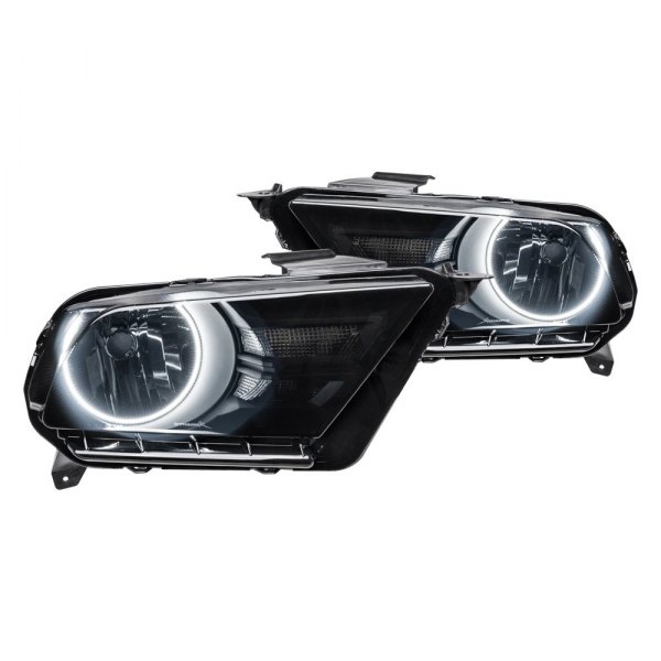 Oracle Lighting® - Black/Smoke Crystal Headlights with White SMD LED Halos Preinstalled, Ford Mustang