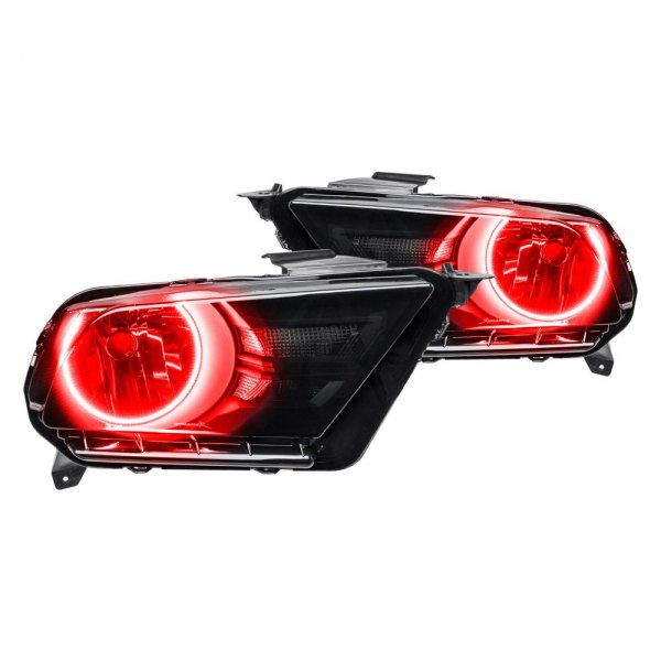Oracle Lighting® - Black/Smoke Crystal Headlights with Red SMD LED Halos Preinstalled, Ford Mustang