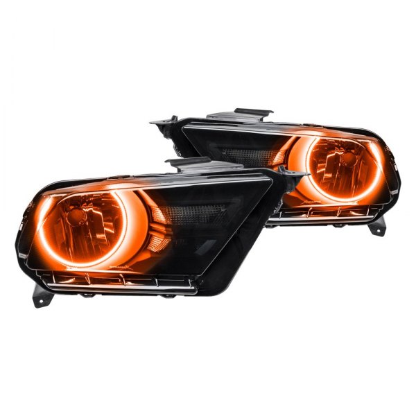 Oracle Lighting® - Black/Smoke Crystal Headlights with Amber SMD LED Halos Preinstalled, Ford Mustang
