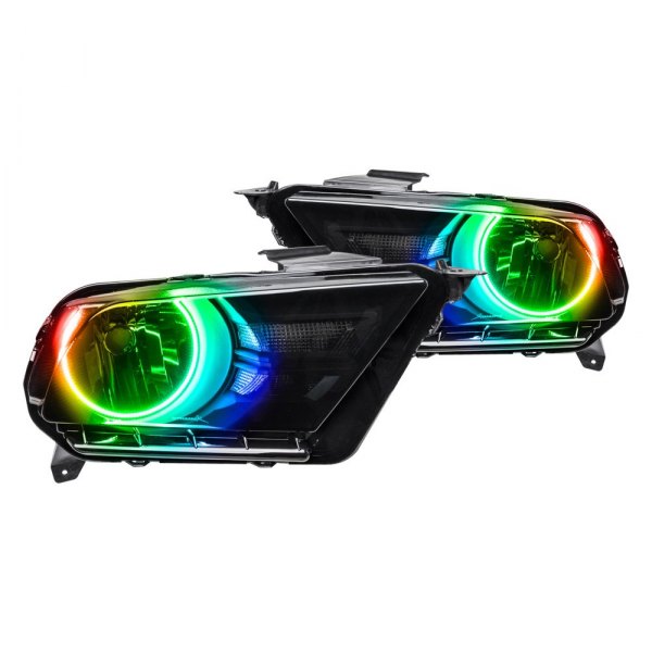 Oracle Lighting® - Black/Smoke Crystal Headlights with ColorSHIFT SMD LED Halos Preinstalled, Ford Mustang