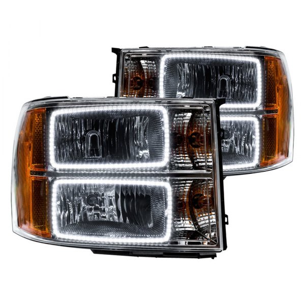 Oracle Lighting® - Chrome Crystal Headlights with White SMD LED Square Ring Halos Preinstalled