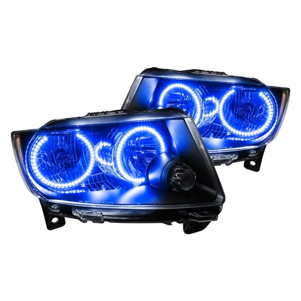 Oracle Lighting® - Chrome Crystal Headlights with Blue SMD LED Halos Preinstalled, Jeep Grand Cherokee