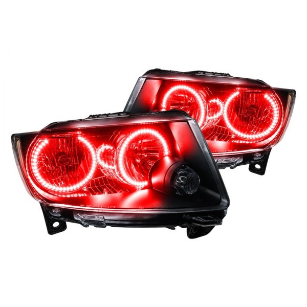 Oracle Lighting® - Chrome Crystal Headlights with Red SMD LED Halos Preinstalled, Jeep Grand Cherokee