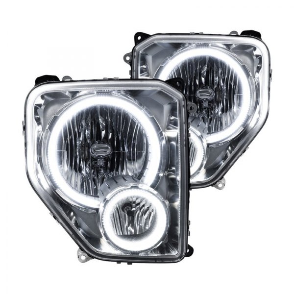 Oracle Lighting® - Chrome Crystal Headlights with White SMD LED Halos Preinstalled, Jeep Liberty