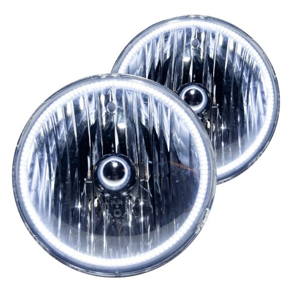 Oracle Lighting® - 7" Round Chrome Crystal Headlights with White SMD LED Halos Preinstalled