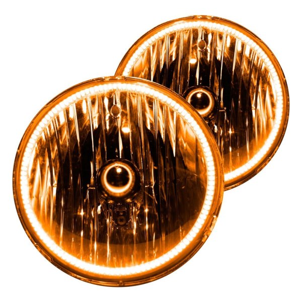 Oracle Lighting® - 7" Round Chrome Crystal Headlights with Amber SMD LED Halos Preinstalled