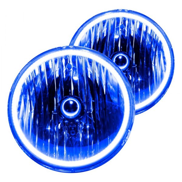 Oracle Lighting® - 7" Round Chrome Crystal Headlights with Blue Plasma LED Halos Preinstalled