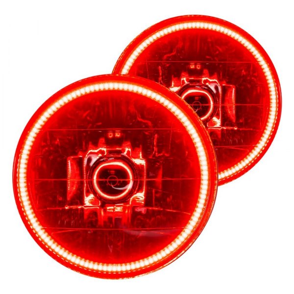 Oracle Lighting® - 7" Round Chrome Crystal Headlights with Red SMD LED Halos Preinstalled