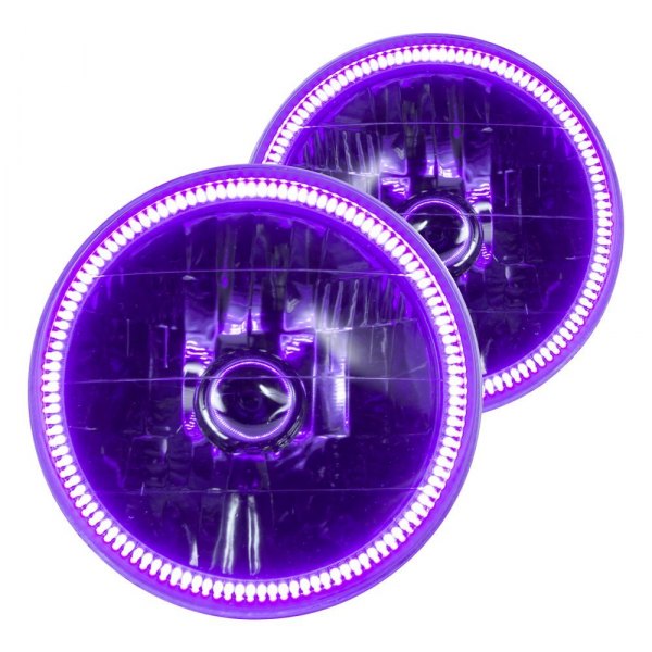 Oracle Lighting® - 7" Round Chrome Crystal Headlights with UV/Purple SMD LED Halos Preinstalled