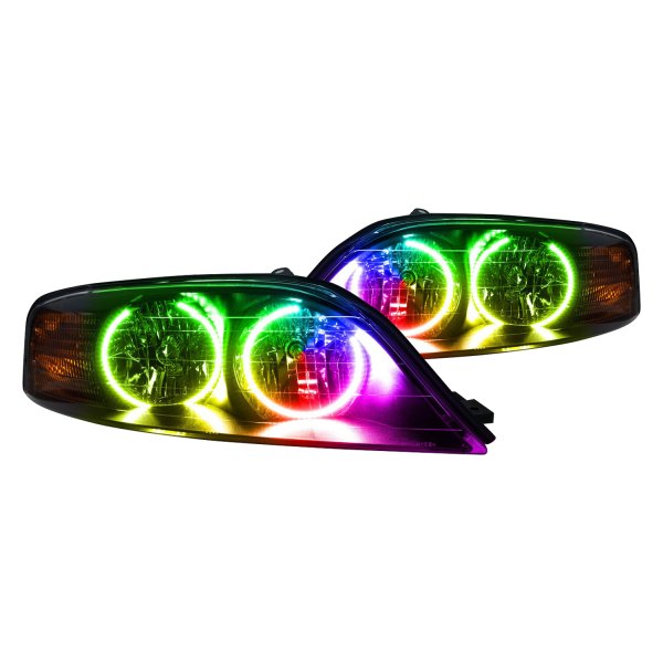 Oracle Lighting® - Chrome Crystal Headlights with ColorSHIFT Bluetooth SMD LED Halos Preinstalled, Lincoln LS